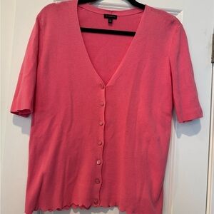 Talbots Pink Scallop Trim Cardigan